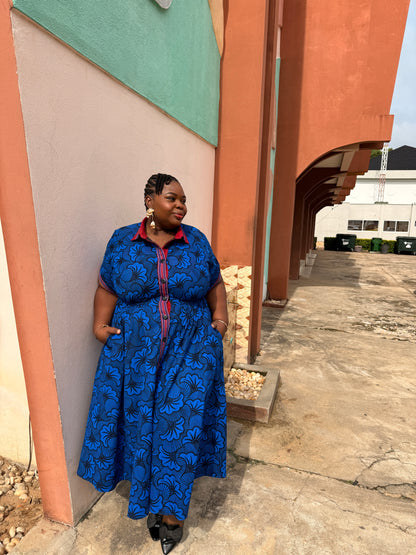 Emma - Robe Chemise Wax & Atchoké (Matemwe Blue)