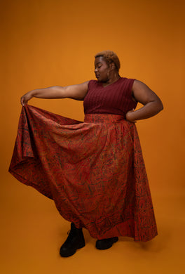 Jupe Sika orange - longueur maxi - Taille 52/54