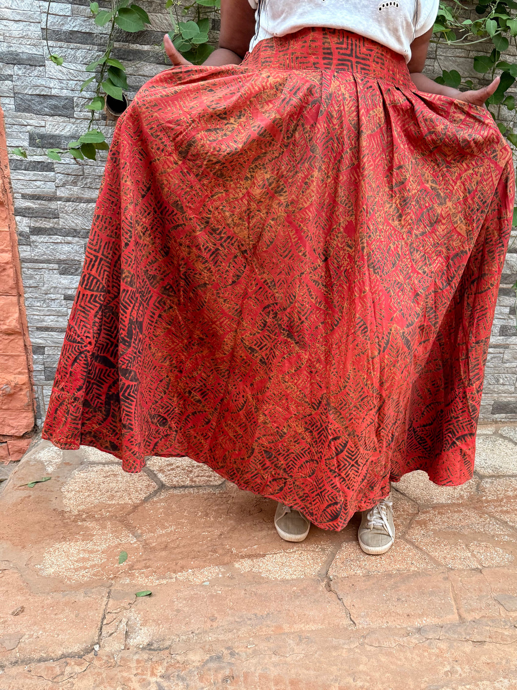Jupe Sika orange - longueur maxi - Taille 52/54